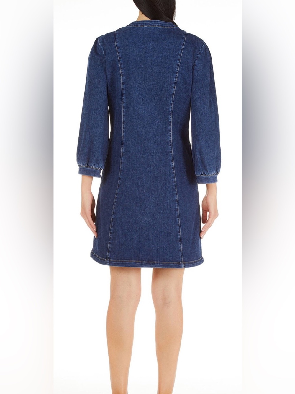 NEW Liu Jo Milano Short Denim Dress Dark Wash 3/4 Sleeves Size US 4 - Picture 2 of 12